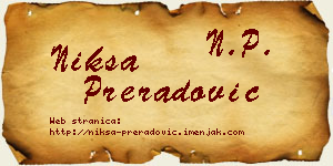 Nikša Preradović vizit kartica